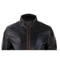 Mens Real Leather Bomber Jacket Black Brown Vintage High Collar Zipped - Knighthood Store