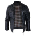 Mens Black Brown Vintage Biker Real Leather Jacket Distressed Zipped Casual - Knighthood Store
