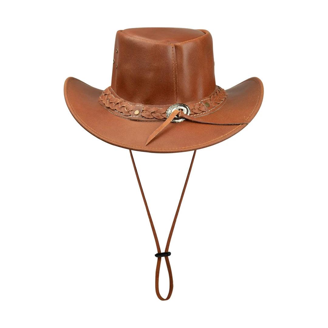 Australian Unisex Western Cowboy Hat Real Leather Outback Riding Outlaw Classic - Knighthood Store