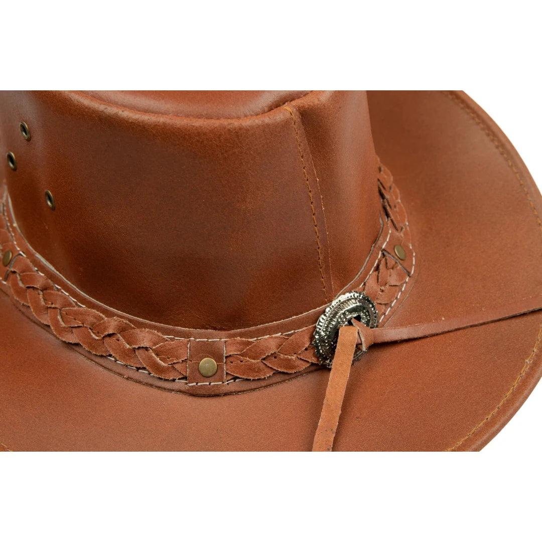 Australian Unisex Western Cowboy Hat Real Leather Outback Riding Outlaw Classic - Knighthood Store