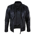 Mens Classic Zip Real Leather Jacket Nehru Grandad Collar Biker Style - Knighthood Store