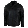 Mens Classic Zipped Real Leather Jacket Retro Black - Knighthood Store