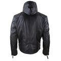 Mens Hood Biker Jacket Genuine Leather Casual Zip Retro Urban - Knighthood Store