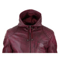 Mens Hood Biker Jacket Genuine Leather Casual Zip Retro Urban - Knighthood Store