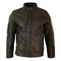 Mens Tailored Fit Real Leather Stitch Designer Real Leather Zipped Biker Jacket - Knighthood Store