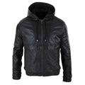 Mens Real Leather Hood Bomber Jacket Tan Brown Black Zipped Tailored Fit Casual - Knighthood Store