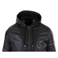 Mens Real Leather Hood Bomber Jacket Tan Brown Black Zipped Tailored Fit Casual - Knighthood Store