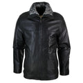 Mens Classic Double Zip Fur Lined Genuine Soft Leather Coat Jacket Regular Fit - Knighthood Store