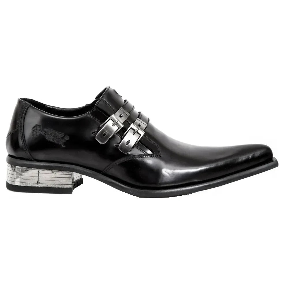 Men's New Rock M-2246-S14 Black Steel Heel NewMan Shoes