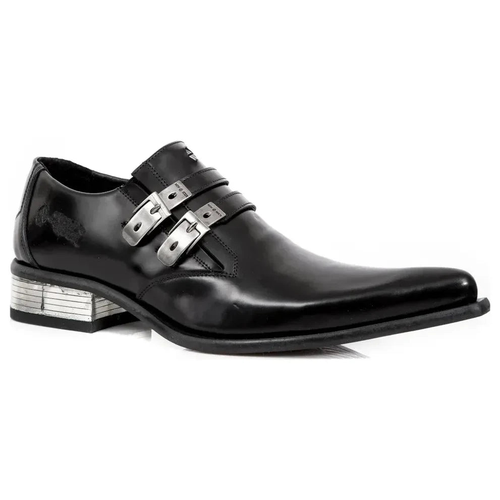 Men's New Rock M-2246-S14 Black Steel Heel NewMan Shoes