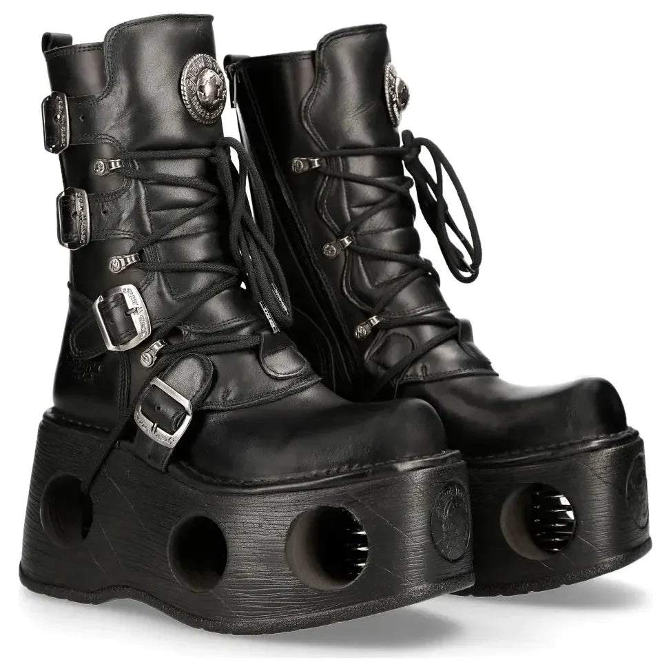 Men's New Rock 373-S2 Metallic Neptuno Platform Leather Boots