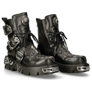 New Rock Men's 407-S1 Silver Cross Black Reactor Boots
