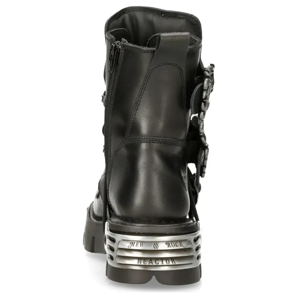 New Rock Men's 407-S1 Silver Cross Black Reactor Boots