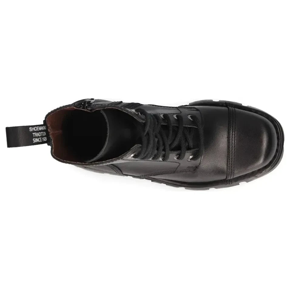 Men's New Rock M-NewMILI083-S19 Combat Boots Black Leather