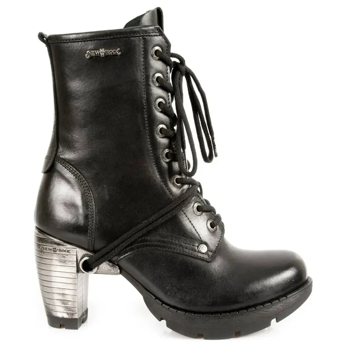 New Rock TR001-S1 Women's Black Leather Gothic Punk Boots