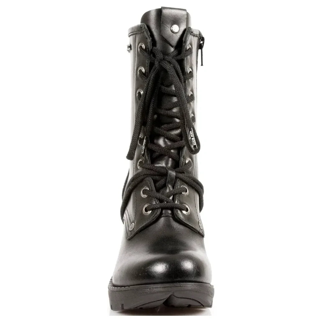 New Rock TR001-S1 Women's Black Leather Gothic Punk Boots
