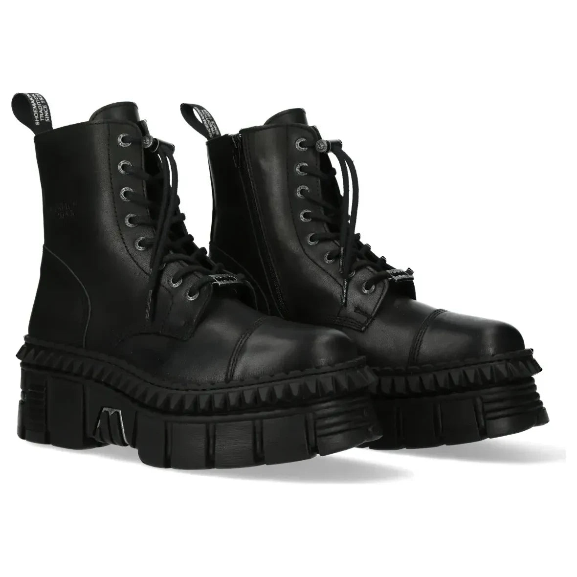 Men's New Rock WALL083CCT-S6 Boots Metallic Black Leather Platform