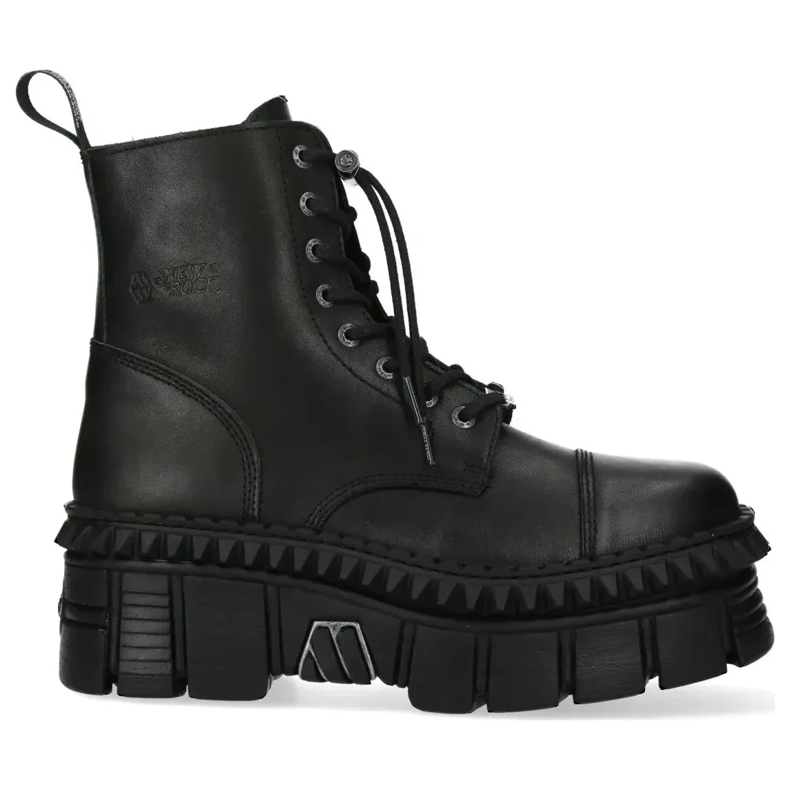Men's New Rock WALL083CCT-S6 Boots Metallic Black Leather Platform
