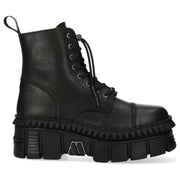 Men's New Rock WALL083CCT-S6 Boots Metallic Black Leather Platform