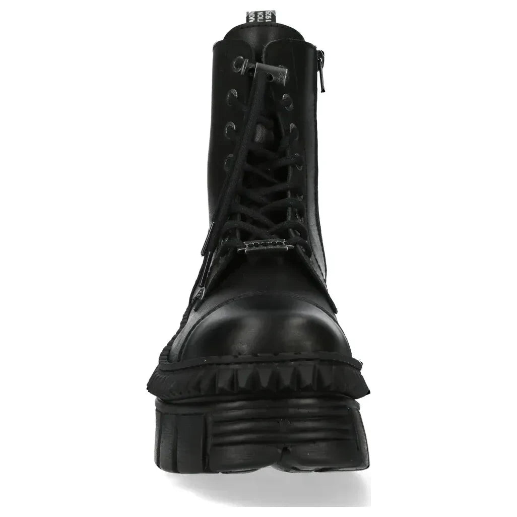 Men's New Rock WALL083CCT-S6 Boots Metallic Black Leather Platform