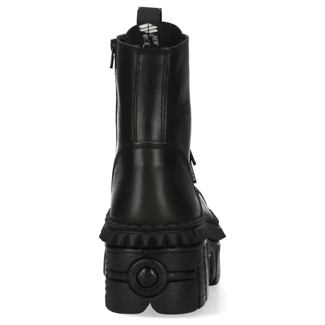 Men's New Rock WALL083CCT-S6 Boots Metallic Black Leather Platform