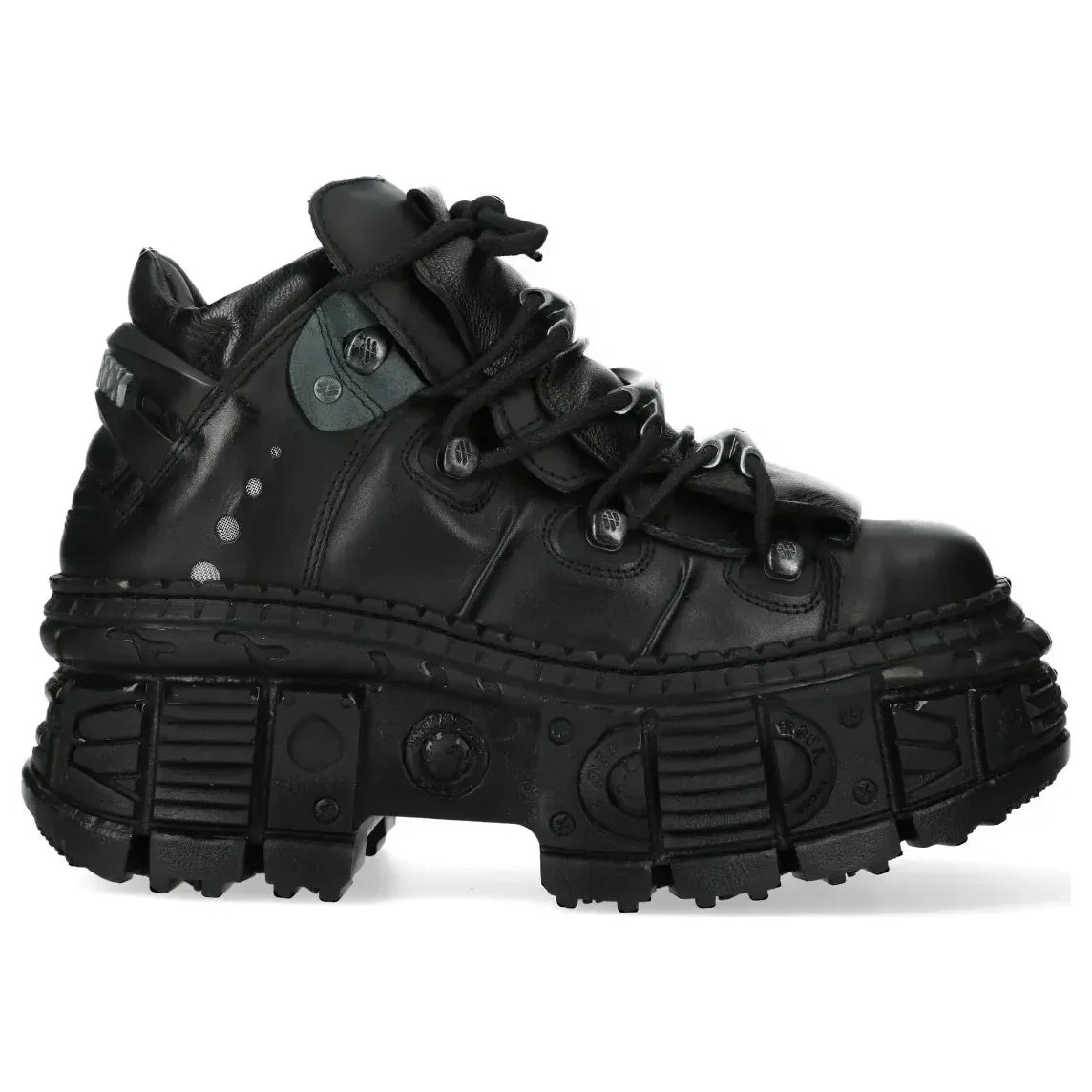 Men's New Rock WALL106-S12 Boots Punk Rock Black Leather Platform