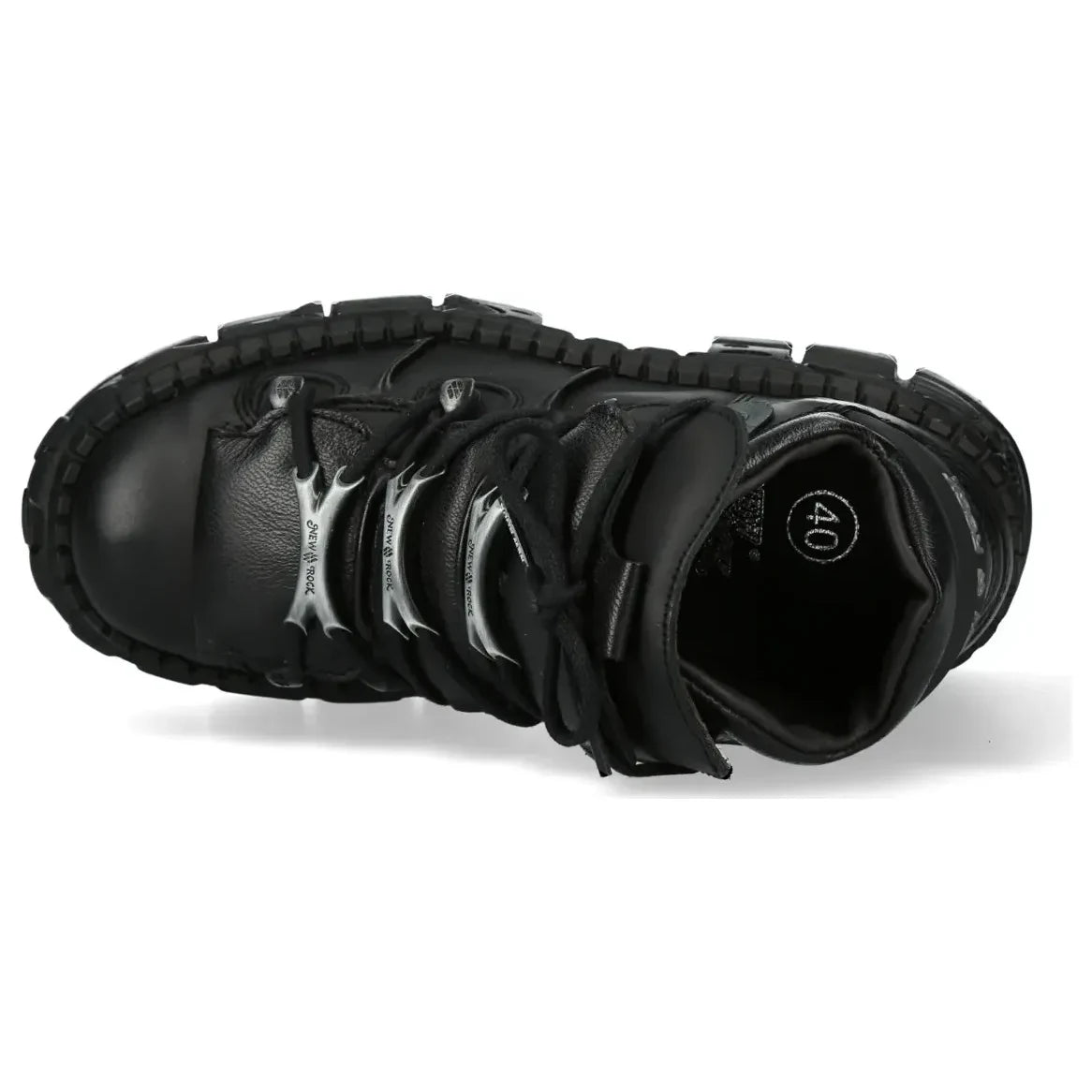 Men's New Rock WALL106-S12 Boots Punk Rock Black Leather Platform