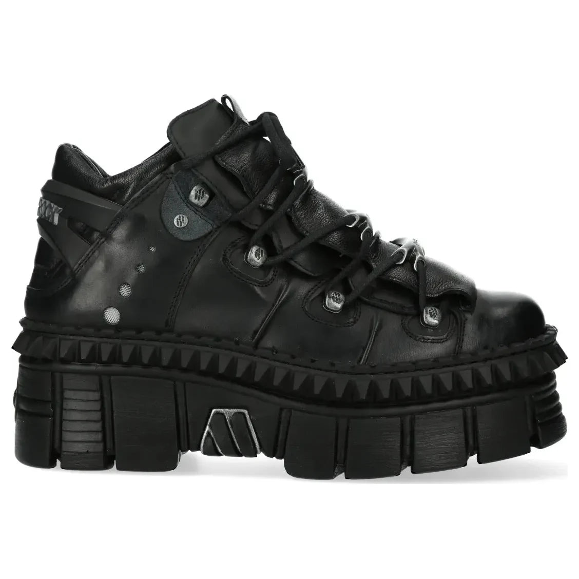 Men's New Rock WALL106-S13 Boots Metallic Black Leather Platform