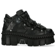 Men's New Rock WALL106-S13 Boots Metallic Black Leather Platform