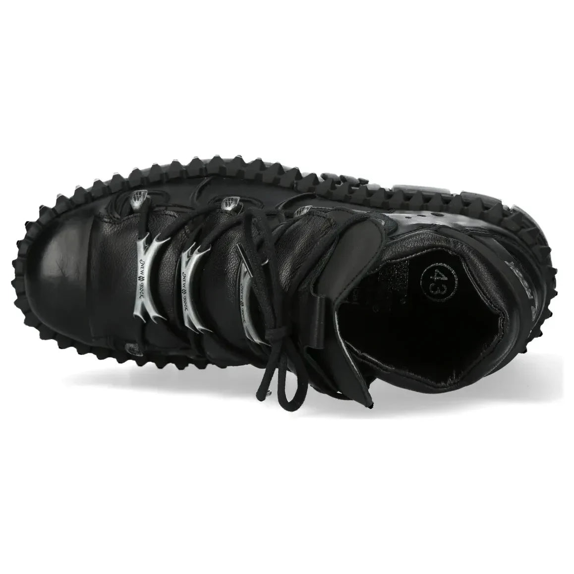 Men's New Rock WALL106-S13 Boots Metallic Black Leather Platform