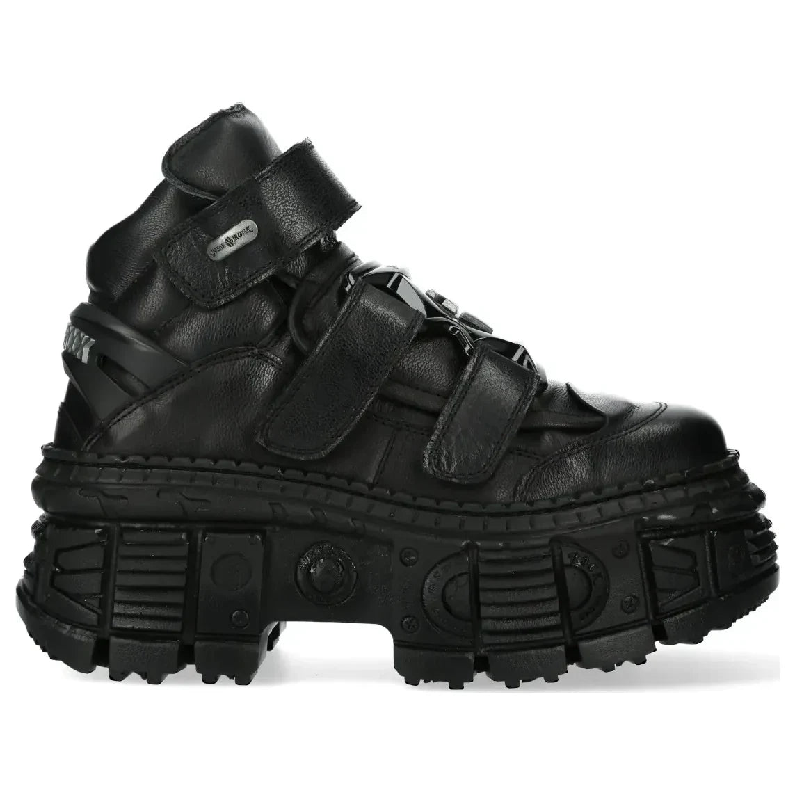 Men's New Rock WALL285-S2 Boots Punk Metallic Black Leather Gothic
