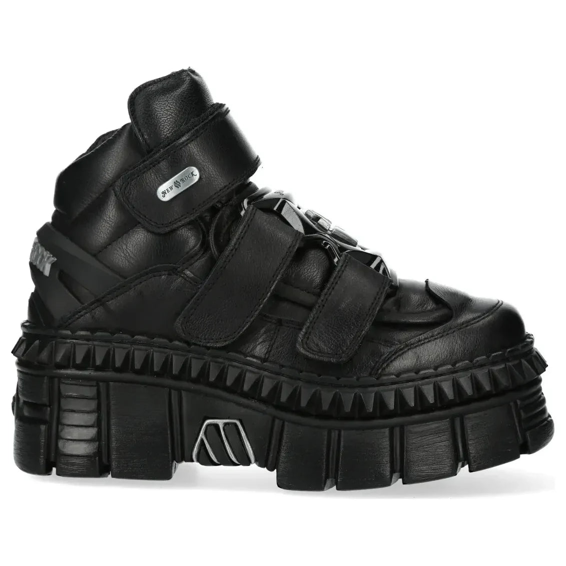 Men's New Rock WALL285-S3 Boots Punk Black Leather Platform Gothic