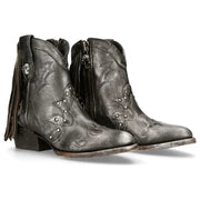Women's New Rock WSTM003-S1 Grey Leather Cowboy Western Boots