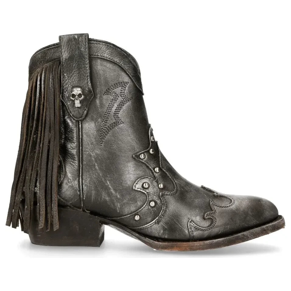 Women's New Rock WSTM003-S1 Grey Leather Cowboy Western Boots