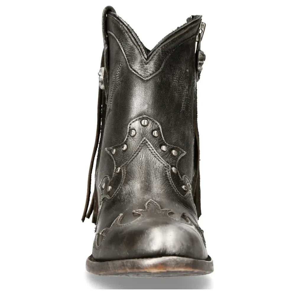 Women's New Rock WSTM003-S1 Grey Leather Cowboy Western Boots