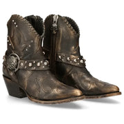 Women's New Rock WSTM004-S1 Brown Leather Cowboy Western Boots