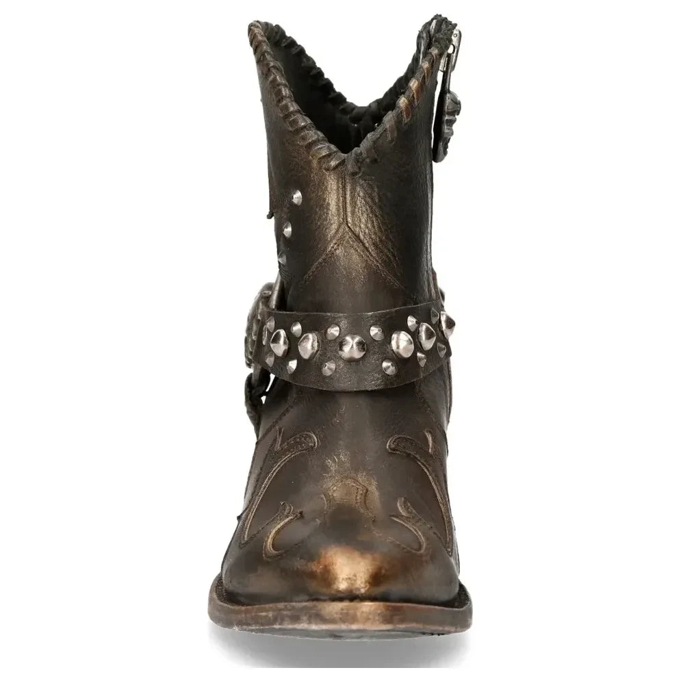 Women's New Rock WSTM004-S1 Brown Leather Cowboy Western Boots