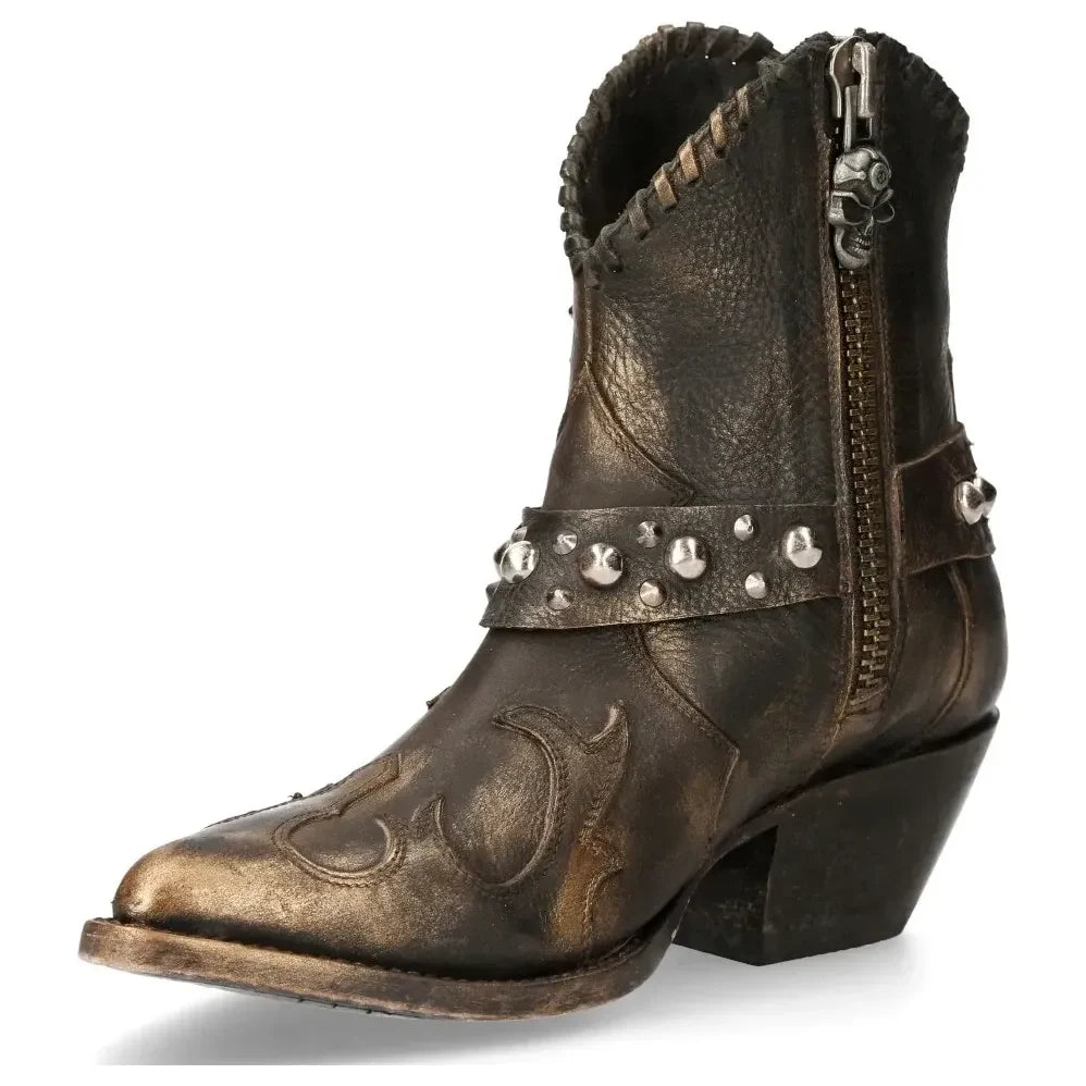 Women's New Rock WSTM004-S1 Brown Leather Cowboy Western Boots