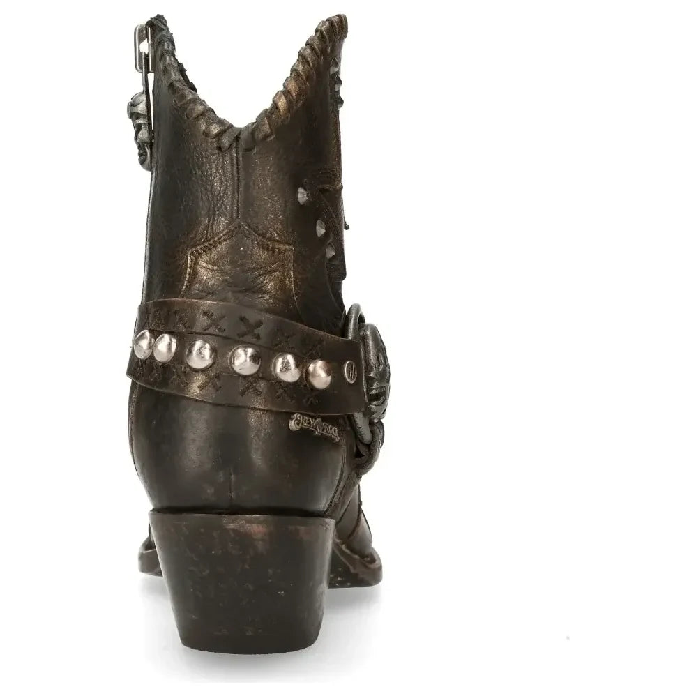 Women's New Rock WSTM004-S1 Brown Leather Cowboy Western Boots
