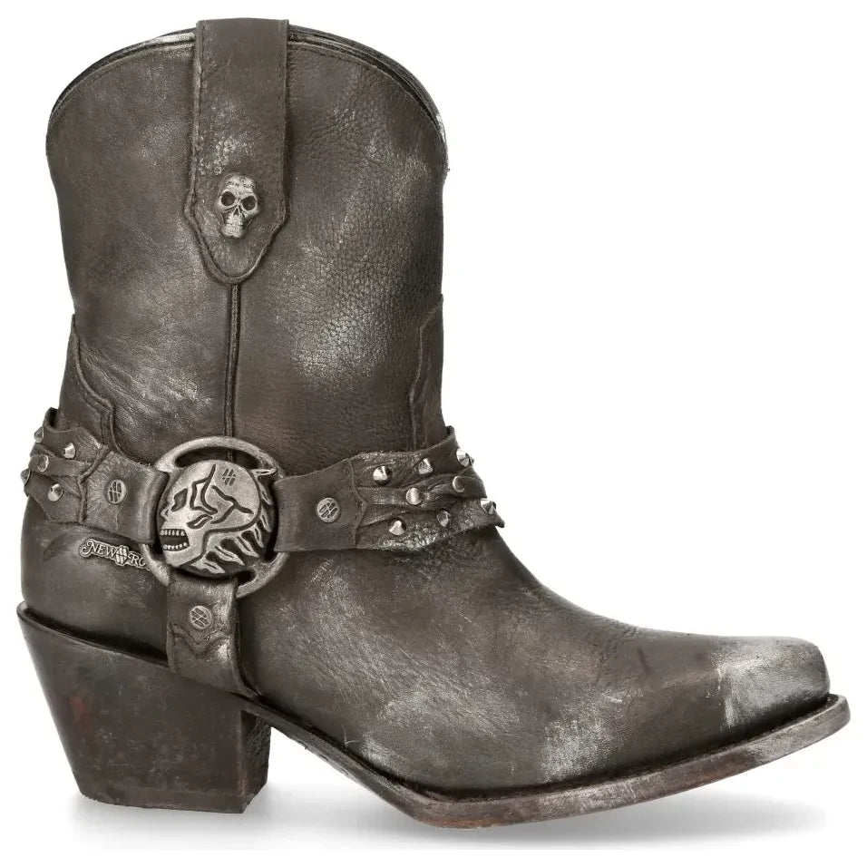 Women's New Rock WSTM005-S1 Black Leather Cowboy Western Boots