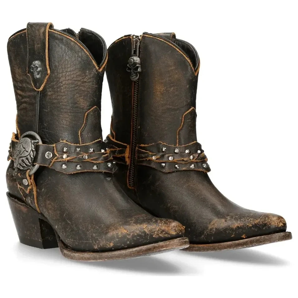 Women's New Rock WSTM005-S2 Brown Leather Cowboy Western
