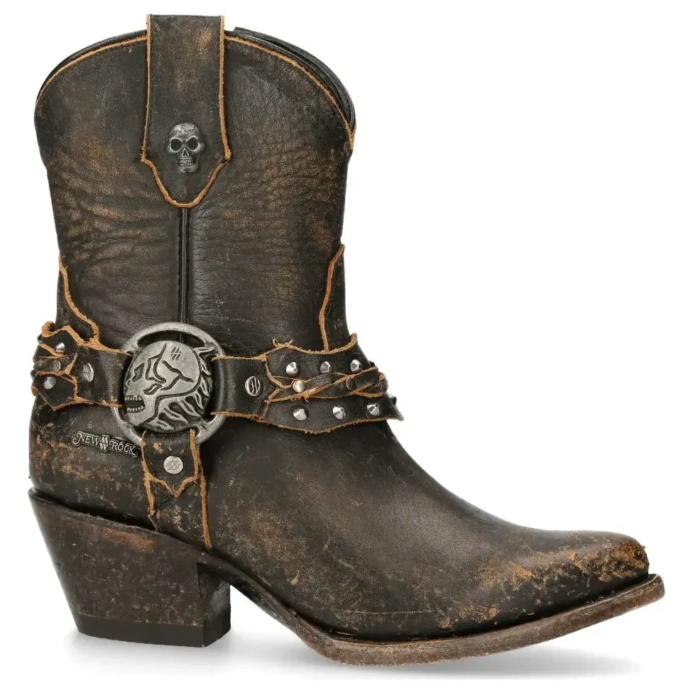 Women's New Rock WSTM005-S2 Brown Leather Cowboy Western
