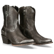Women's New Rock WSTM006-S1 Black Leather Cowboy Western Boots