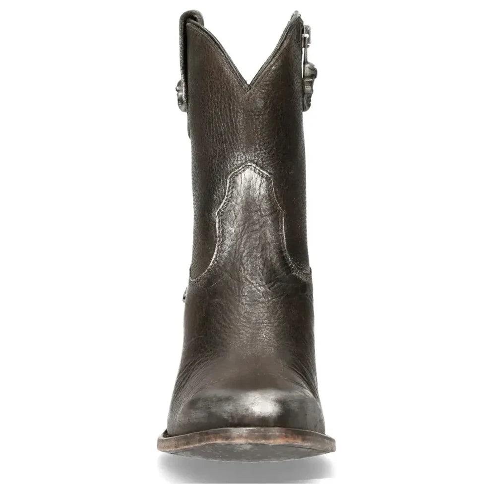Women's New Rock WSTM006-S1 Black Leather Cowboy Western Boots