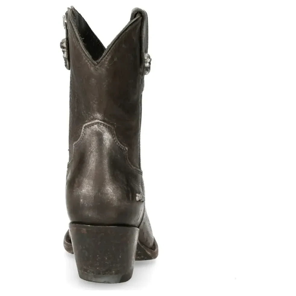 Women's New Rock WSTM006-S1 Black Leather Cowboy Western Boots
