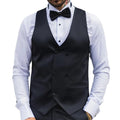 Mens Black Satin Double Breasted Waistcoat Black Tie Dinner Suit Vest Tailored Fit - Knighthood Store