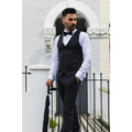 Mens Black Satin Double Breasted Waistcoat Black Tie Dinner Suit Vest Tailored Fit - Knighthood Store