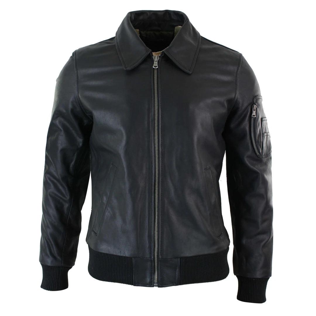 Mens Genuine Real Leather Harrington Bomber MA1 Classic Pilot MOD Jacket - Knighthood Store