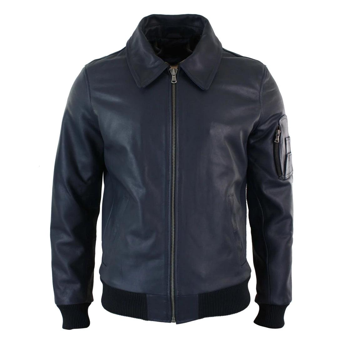 Mens Genuine Real Leather Harrington Bomber MA1 Classic Pilot MOD Jacket - Knighthood Store
