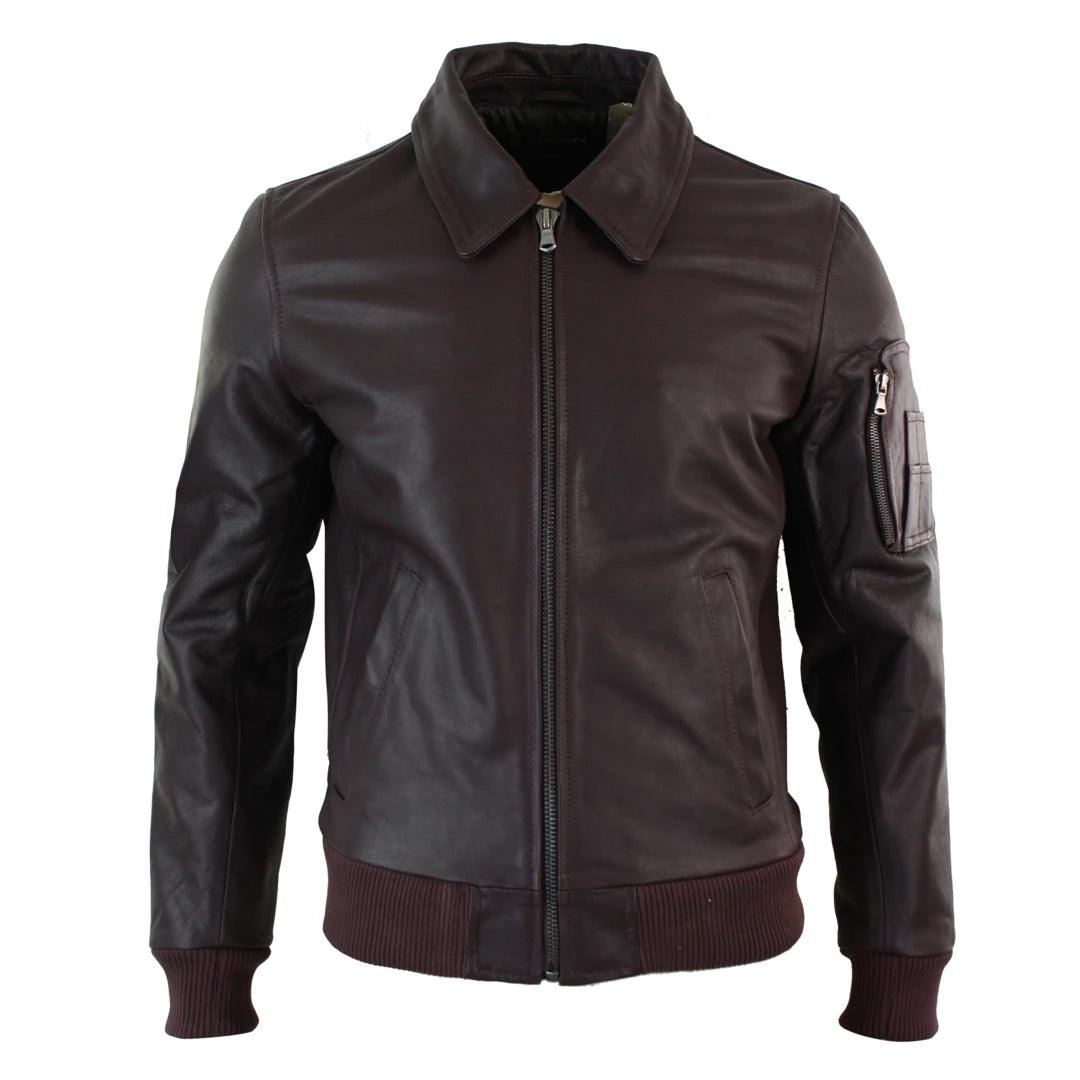 Mens Genuine Real Leather Harrington Bomber MA1 Classic Pilot MOD Jacket - Knighthood Store